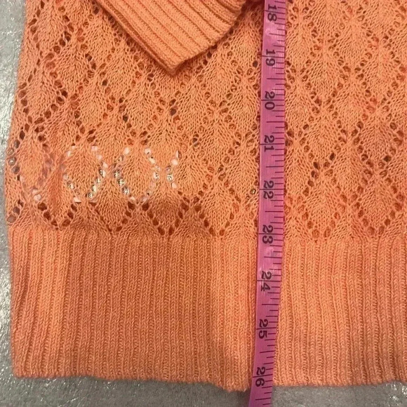 [M]Tommy Bahamas Orange Open knit Crochet linen Blend L/S Sweater/CoverUp - Picture 7 of 8